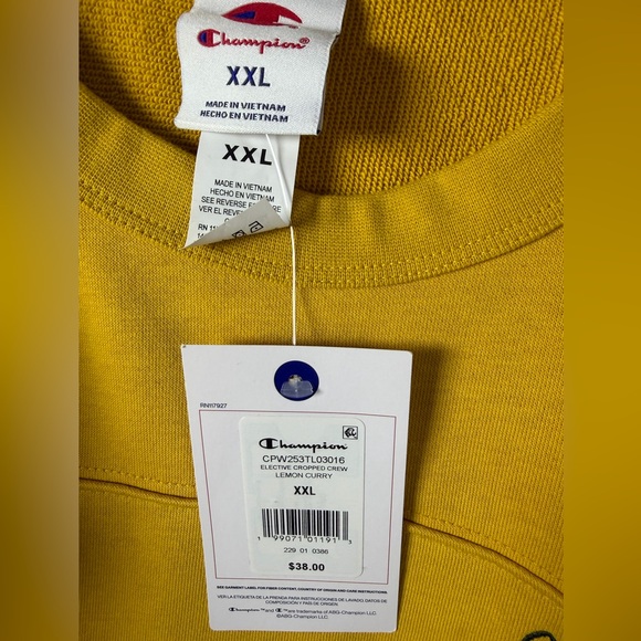 Champion Women's French Terry Sweatshirt - Yellow XL & XXL - Picture 9 of 10